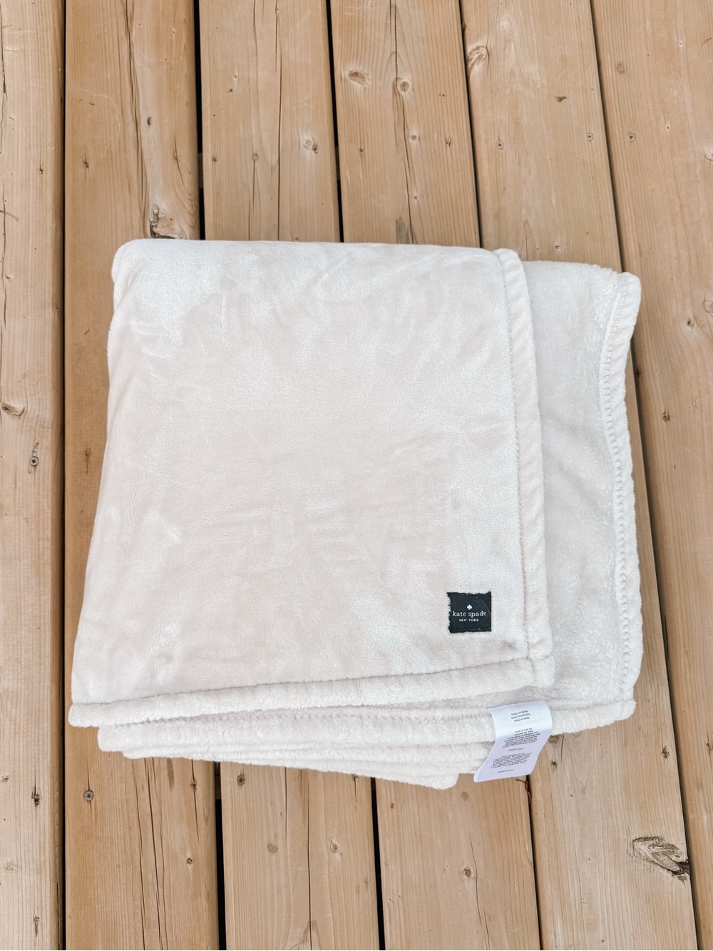kate spade Soft Ivory Plush Throw Blanket